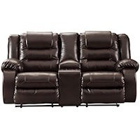 Casual Double Reclining Loveseat with Storage Console