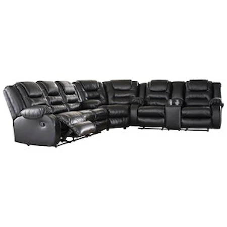 Casual Reclining Sectional Sofa with Storage Console