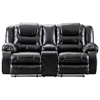 Casual Double Reclining Loveseat with Storage Console