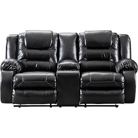 Casual Double Reclining Loveseat with Storage Console