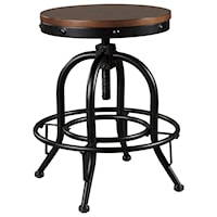 Metal Counter Height Swivel Barstool with Wood Seat