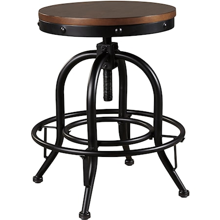 Metal Counter Height Swivel Barstool with Wood Seat