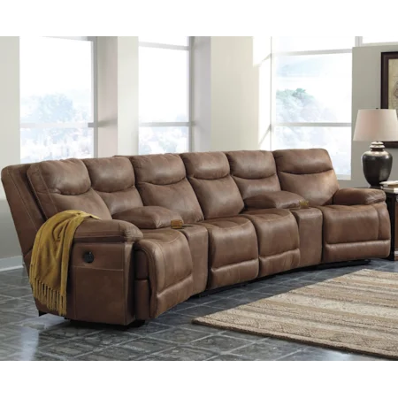 Reclining Sectional with Angled Consoles