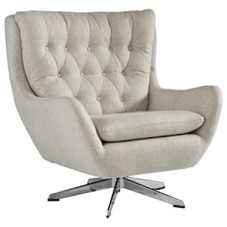 Contemporary Swivel Base Accent Chair with Button Tufted Back