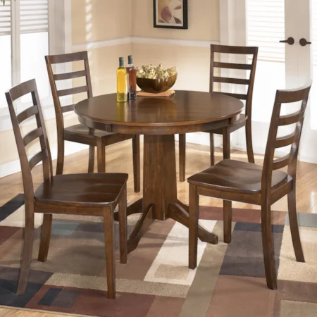 5 Piece Round Pedestal Table and Chairs Set