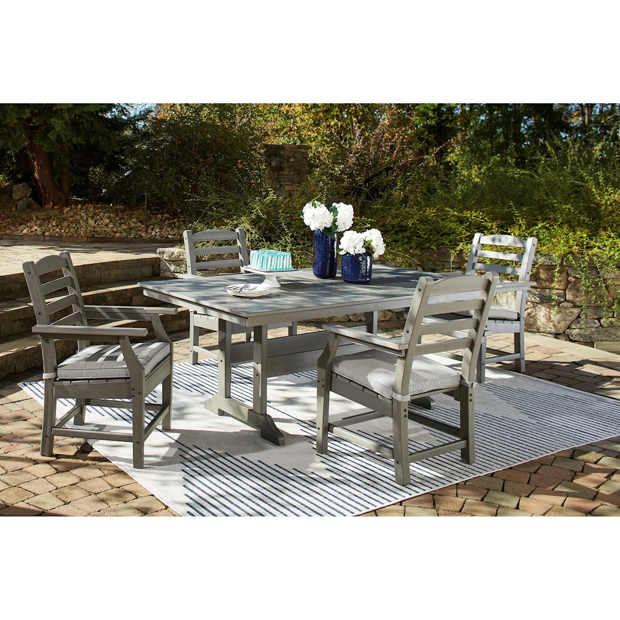 Ashley Furniture Signature Design Visola Rectangular Dining Table w/ Umbrella Option