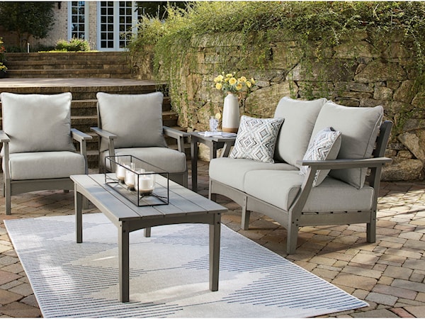 Outdoor Loveseat, 2 Chairs, and Table Set