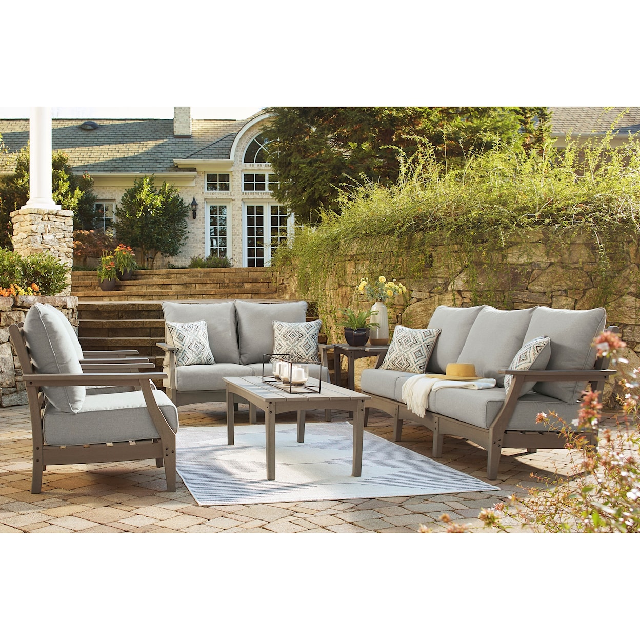 Signature Design by Ashley Visola Outdoor Sofa, Loveseat, Chairs, & Table Set