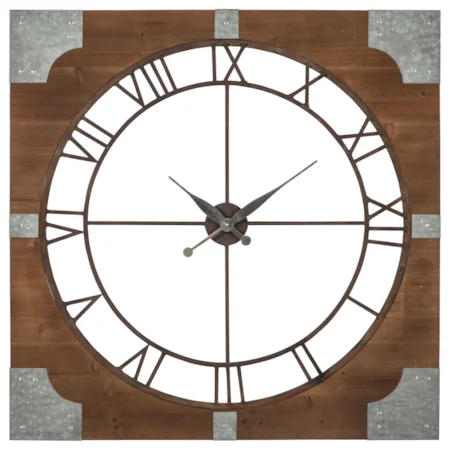 Palila Brown/Silver Finish Wall Clock