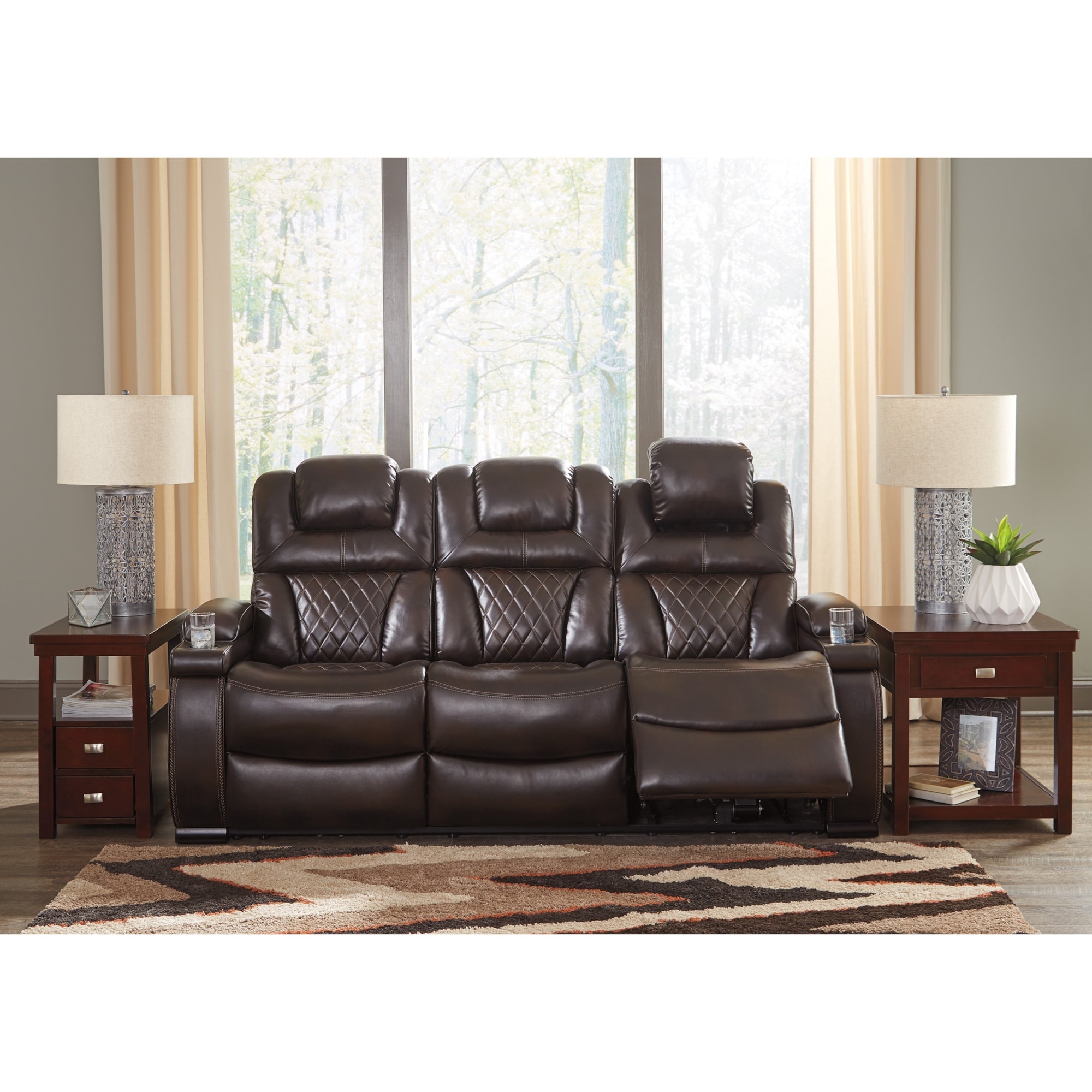 Signature Design by Ashley Warnerton 3036ASHLE Power Reclining Sofa with Adjustable Headrests