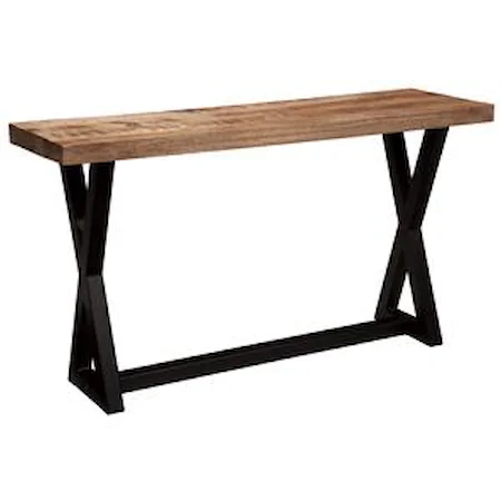 Sofa Table with Mango Table Top & Metal X-Braced Base