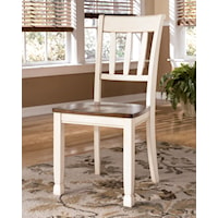 Dining Room Side Chair w/ Two-Tone Finish & Slat Back