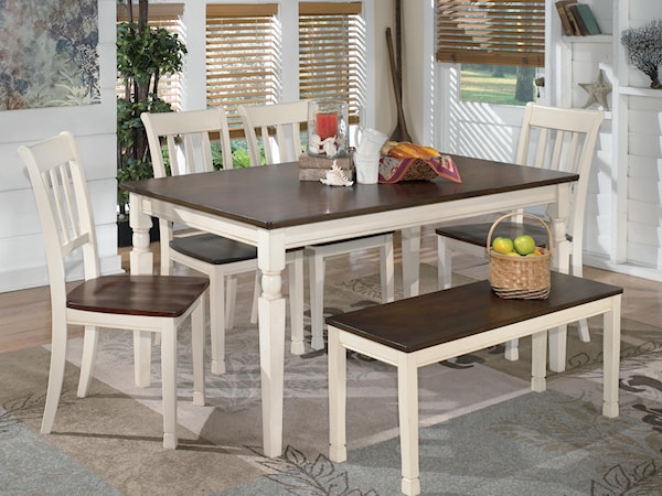 6-Piece Rectangular Table Set with Bench