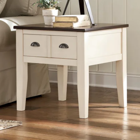 Two-Tone Square End Table with 1 Drawer