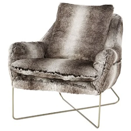 Faux Fur Accent Chair with Gold Finished X Base