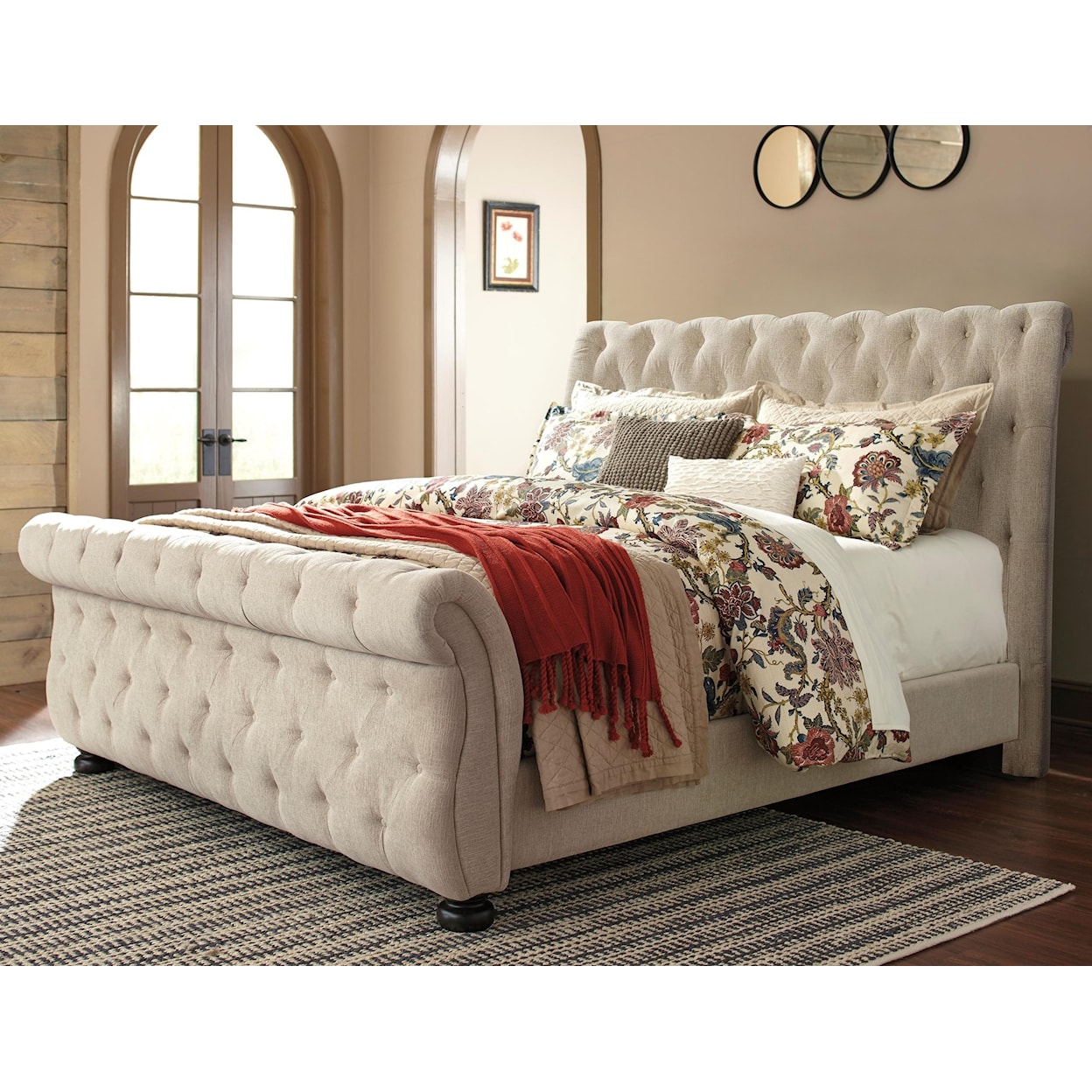 Ashley Furniture Signature Design Willenburg Queen Upholstered Sleigh Bed