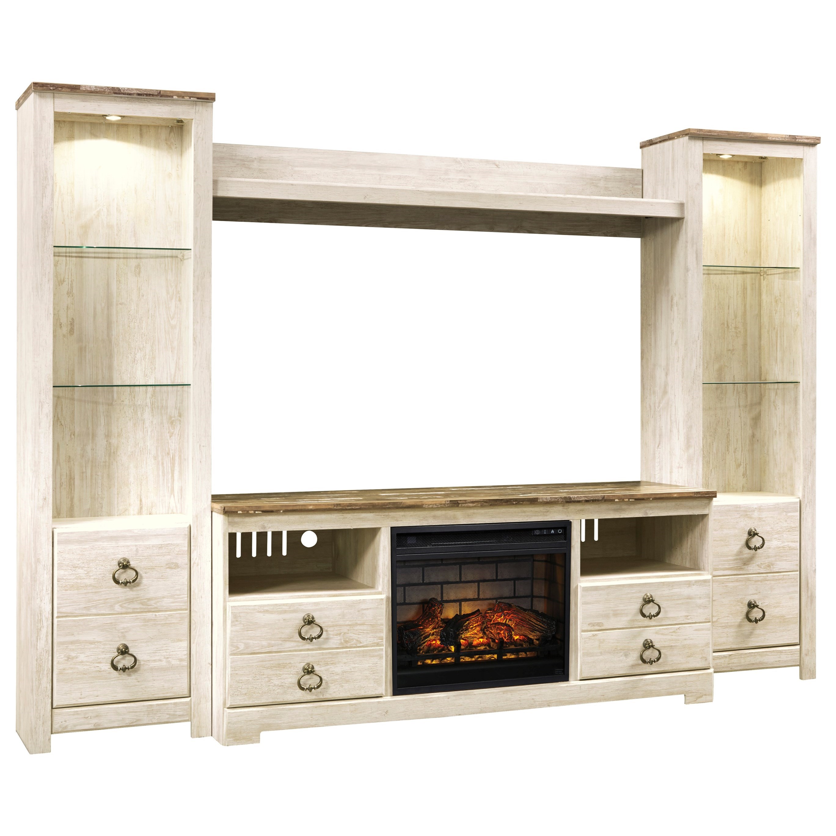 Signature Design by Ashley Willowton W267W9 Entertainment Center with  Fireplace Insert | Godby Home Furnishings | Wall units