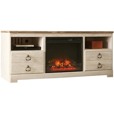 Large TV Stand with Fireplace Insert