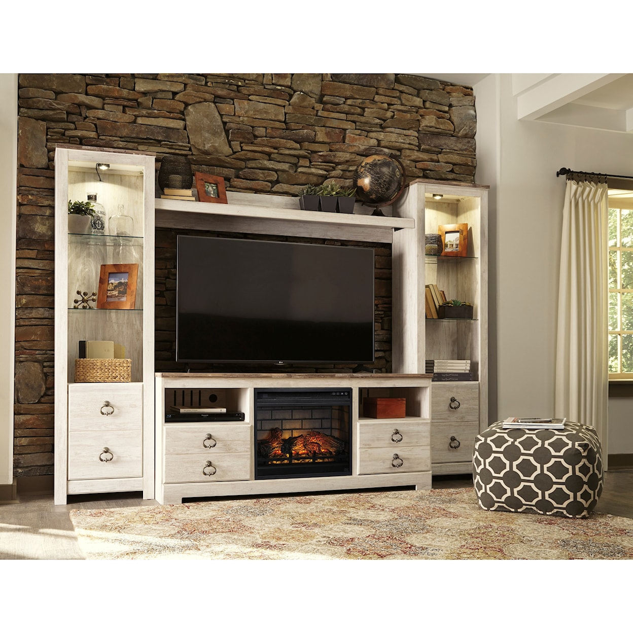 Signature Design by Ashley Willowton Entertainment Center with Fireplace Insert