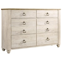 Small Scale 6-Drawer Dresser with Rustic Look Top