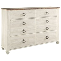 6-Drawer Dresser with Rustic Look Top
