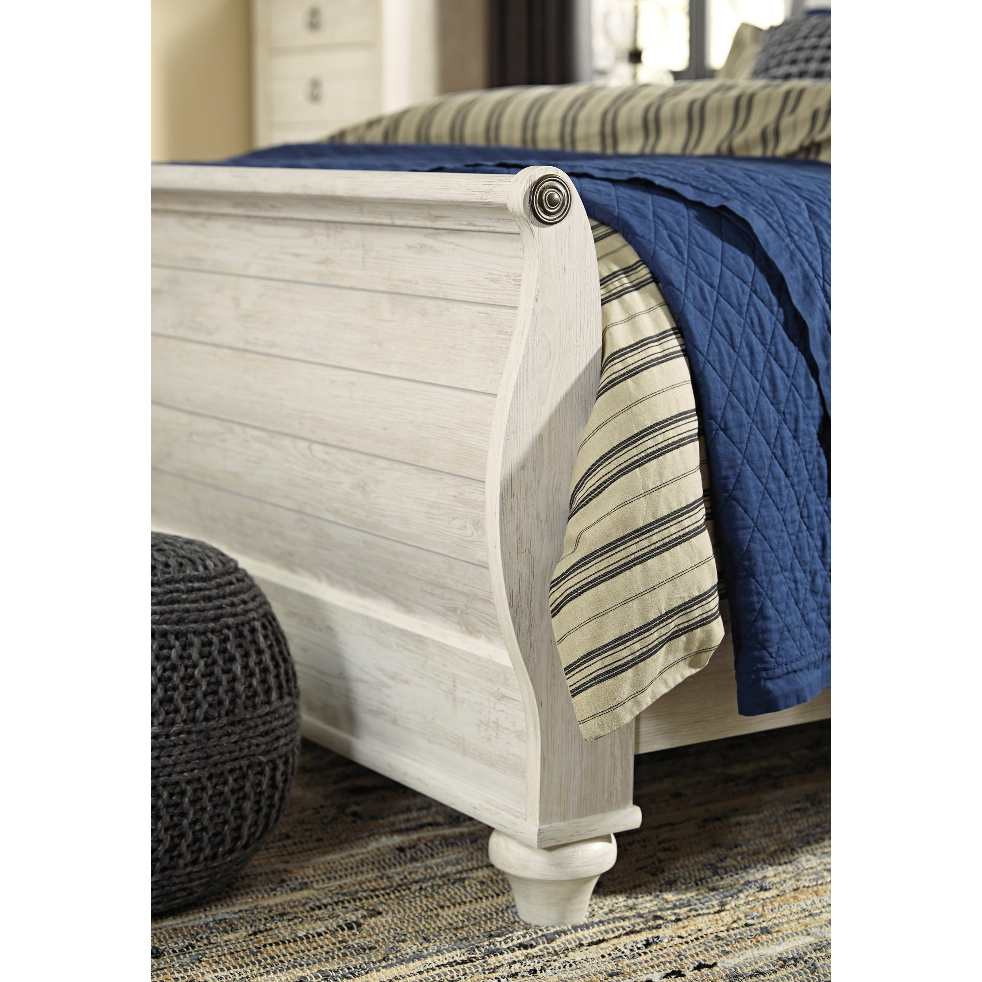 Signature Design by Ashley Willowton B267B4 Queen Sleigh Bed in Washed