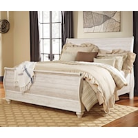 King Sleigh Bed in Washed Rustic Finish