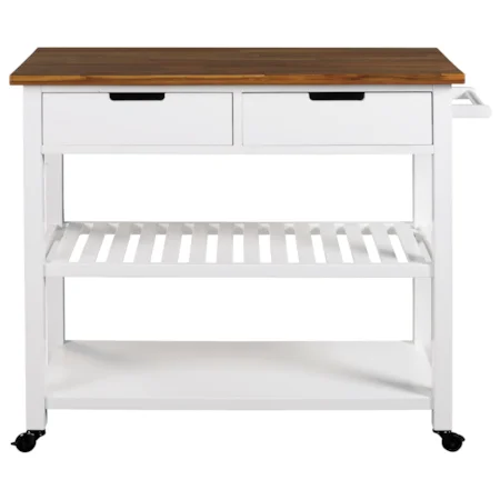 Kitchen Cart with Two-Tone Finish and Casters