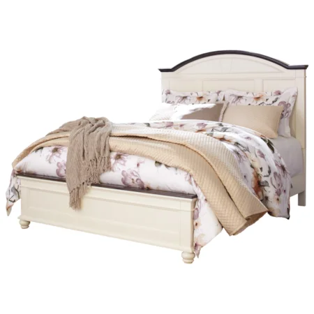 King Panel Bed with Arched Headboard