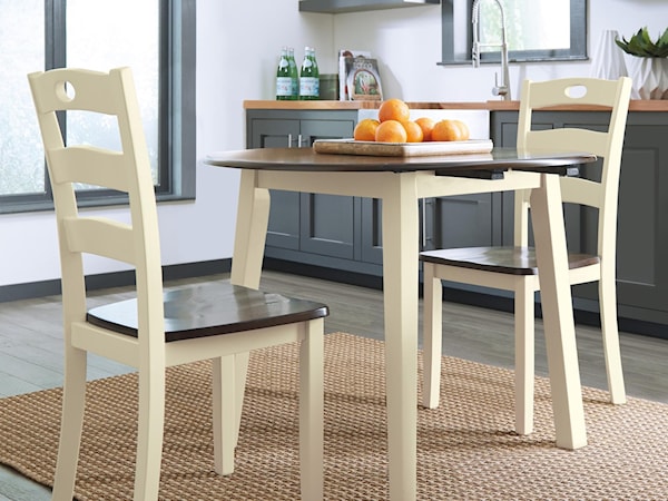 3-Piece Round Drop Leaf Table Set