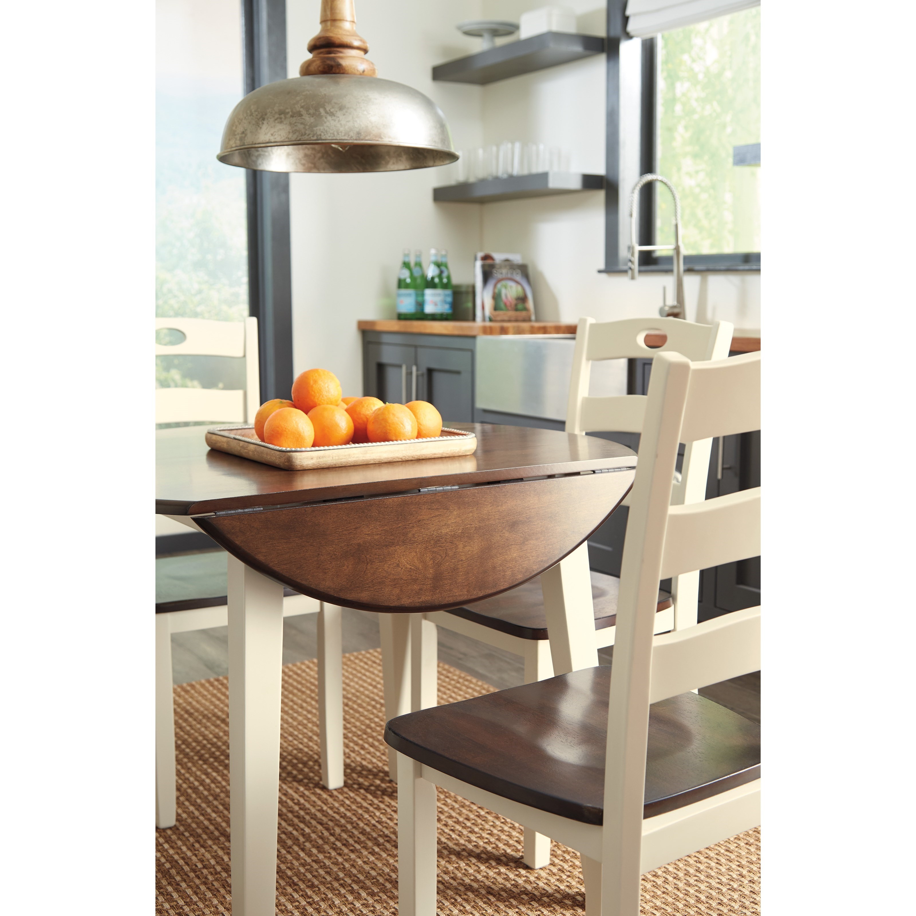 3-Piece Round Drop Leaf Table Set