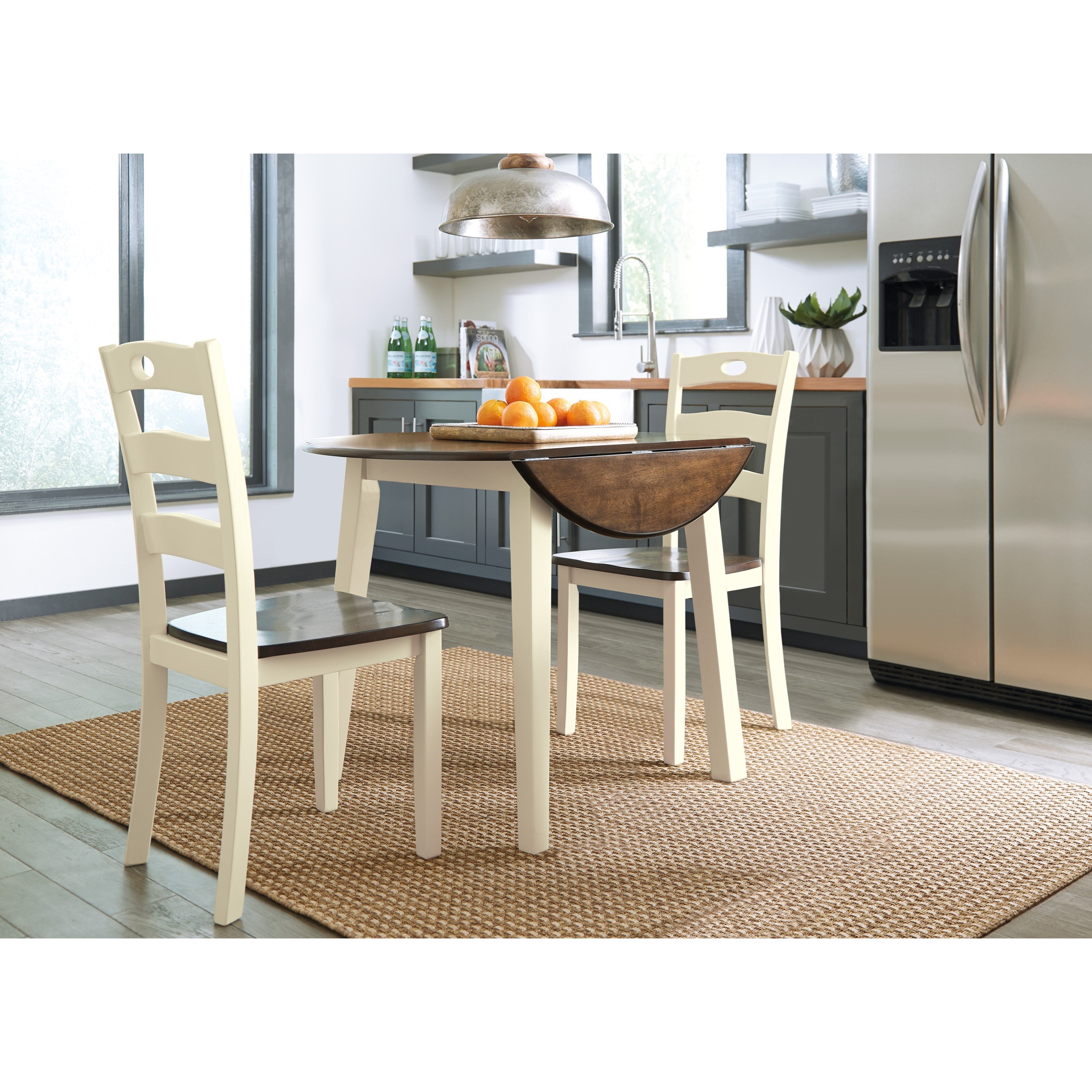 3-Piece Round Drop Leaf Table Set