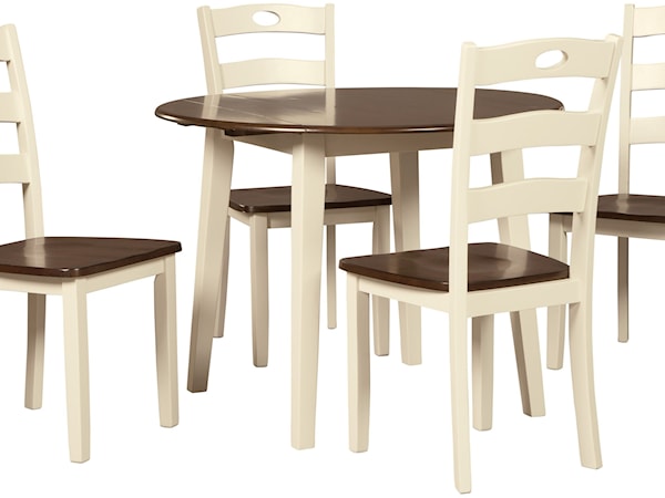 5-Piece Round Drop Leaf Table Set