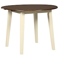 Two-Tone Finish Round Dining Room Drop Leaf Table