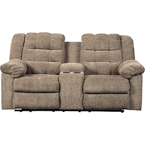 Signature Design by Ashley Workhorse Double Reclining Loveseat w/ Console