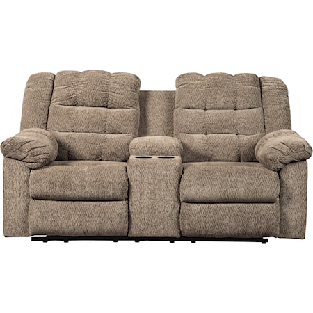 Casual Double Reclining Loveseat w/ Console & 2 Cup Holders