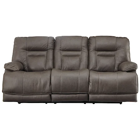 Power Reclining Sofa with Adjustable Head Rest and USB Port