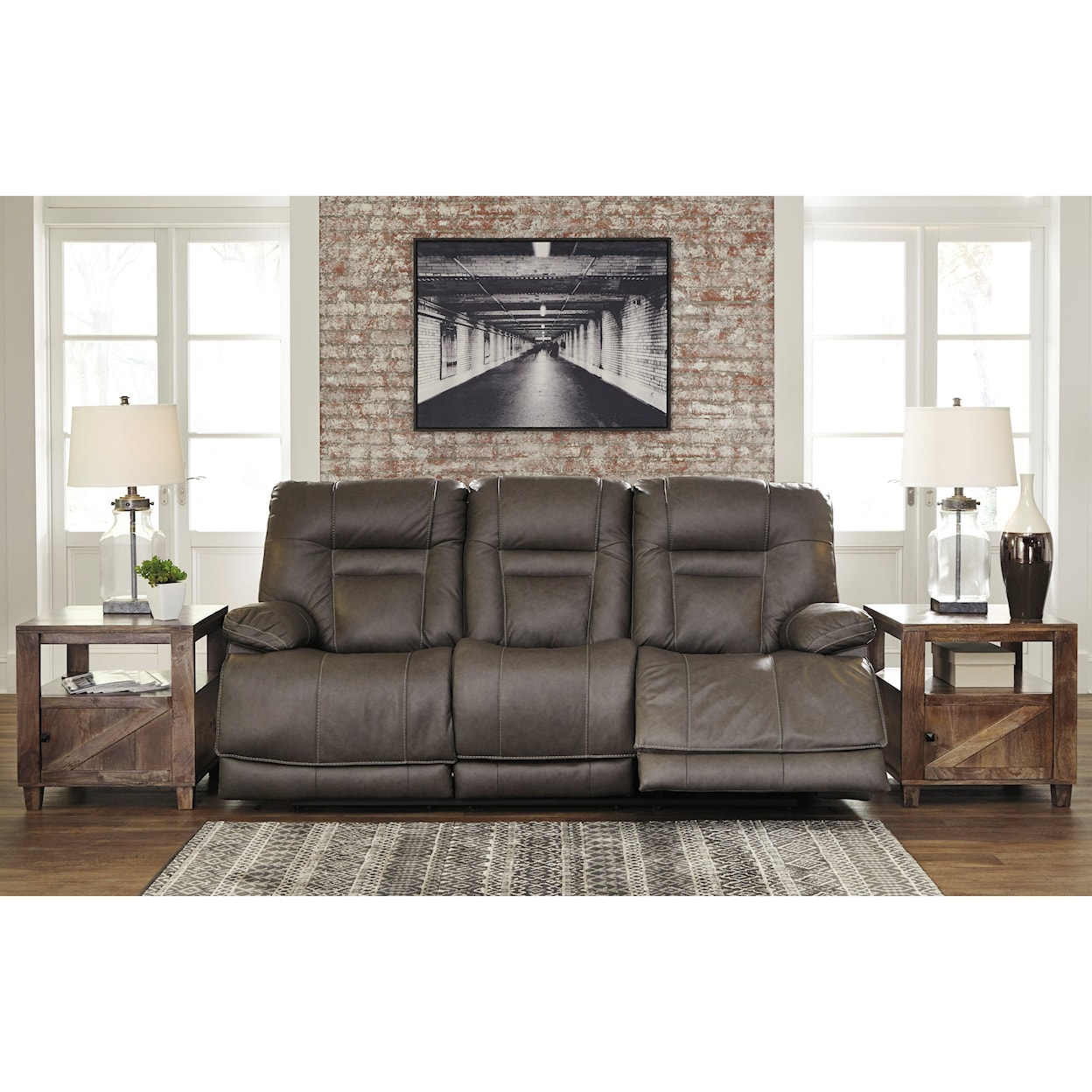 Signature Watson Leather TRIPLE Power Reclining Sofa