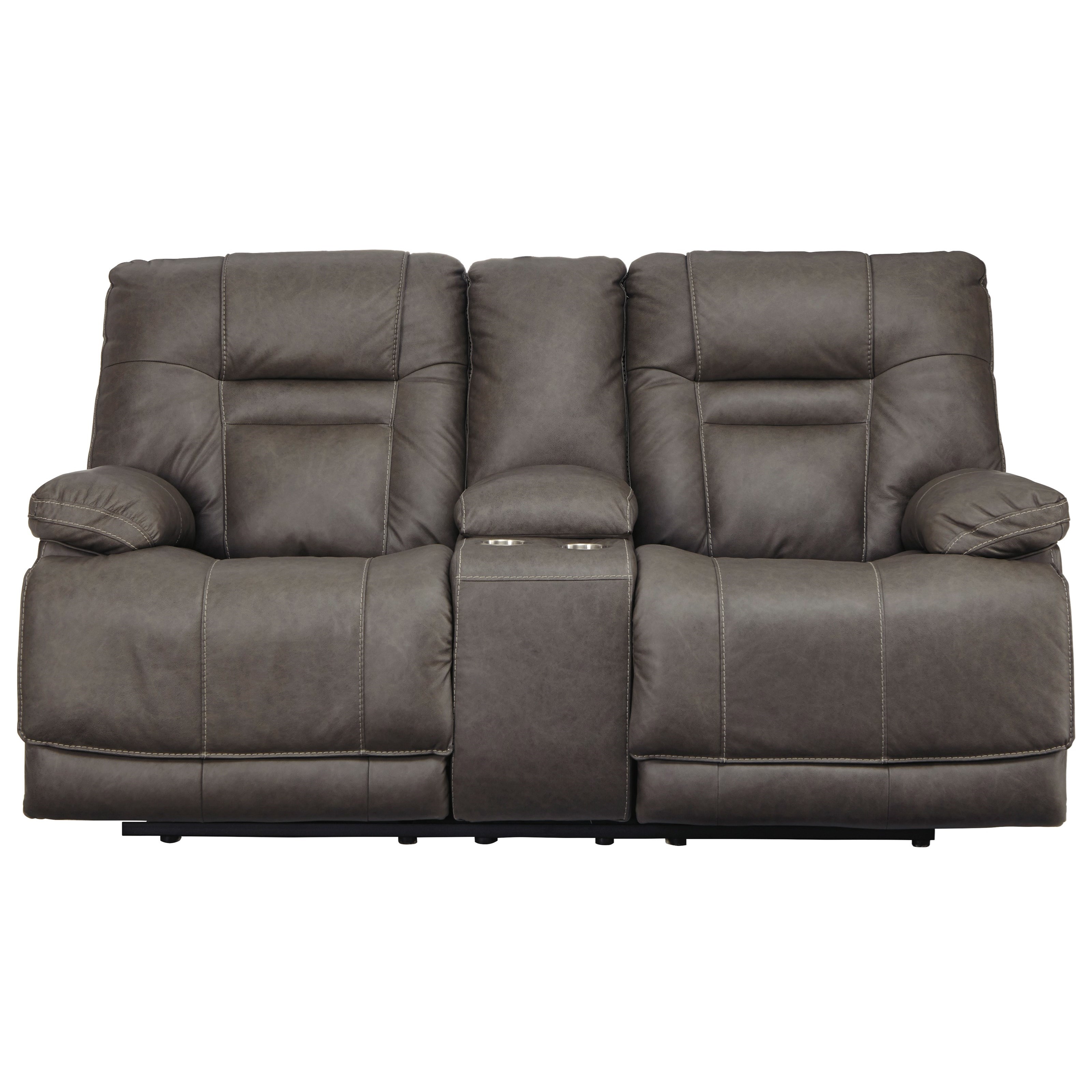 Trampton power reclining sofa with headrest and lumbar top