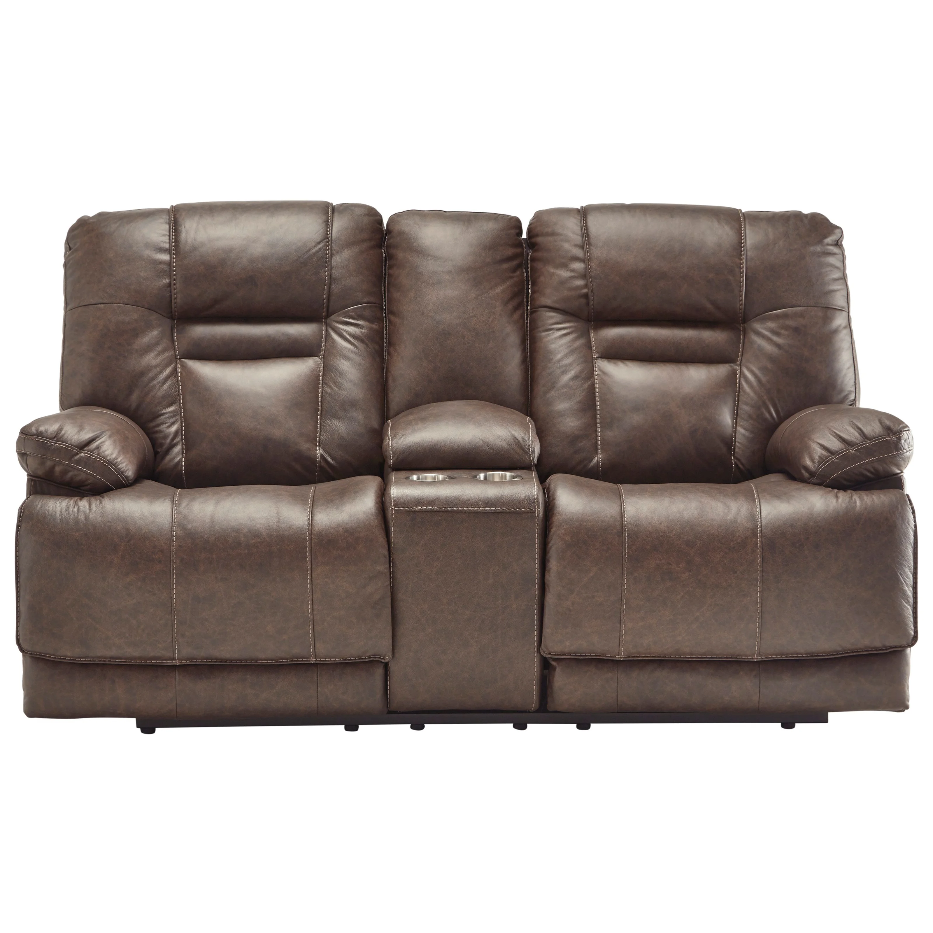 Signature Wurstrow 5207091 Leather Triple Power Console Loveseat (Power