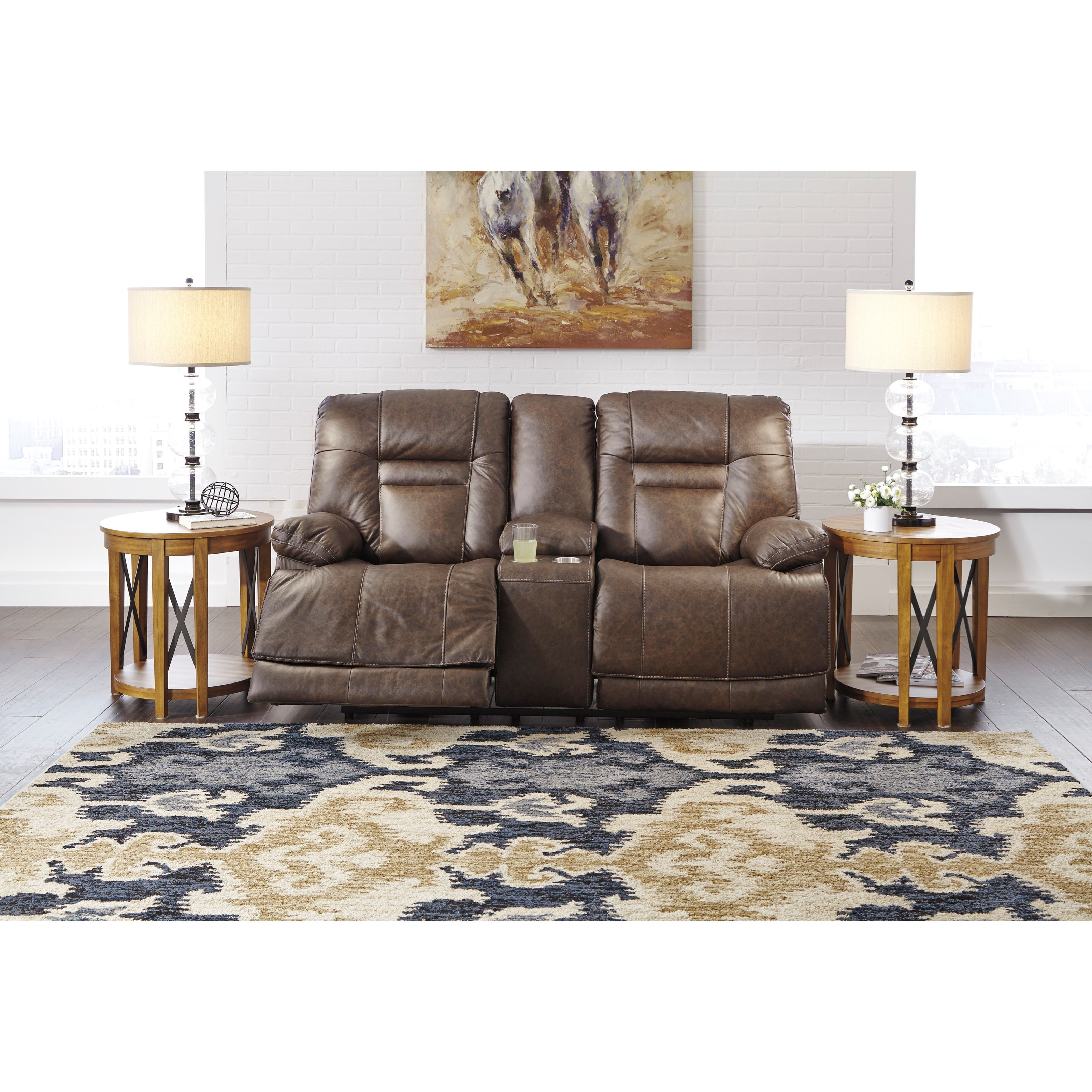 Signature Design by Ashley Wurstrow U5460318 Power Reclining Loveseat with Storage Console and