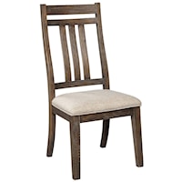 Farmhouse Dining Upholstered Side Chair with Bent Slat Back