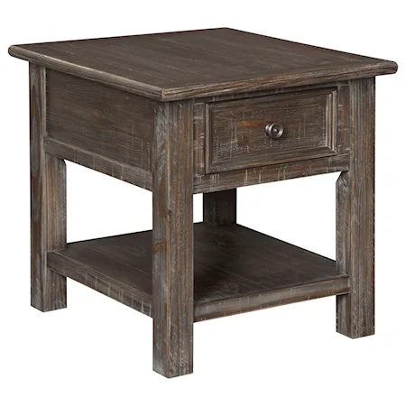 Rectangular End Table with Drawer and Shelf