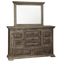 Rustic Lodge-Style Dresser and Mirror Set