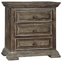 Rustic Lodge-Style Three Drawer Nightstand with Power Strip