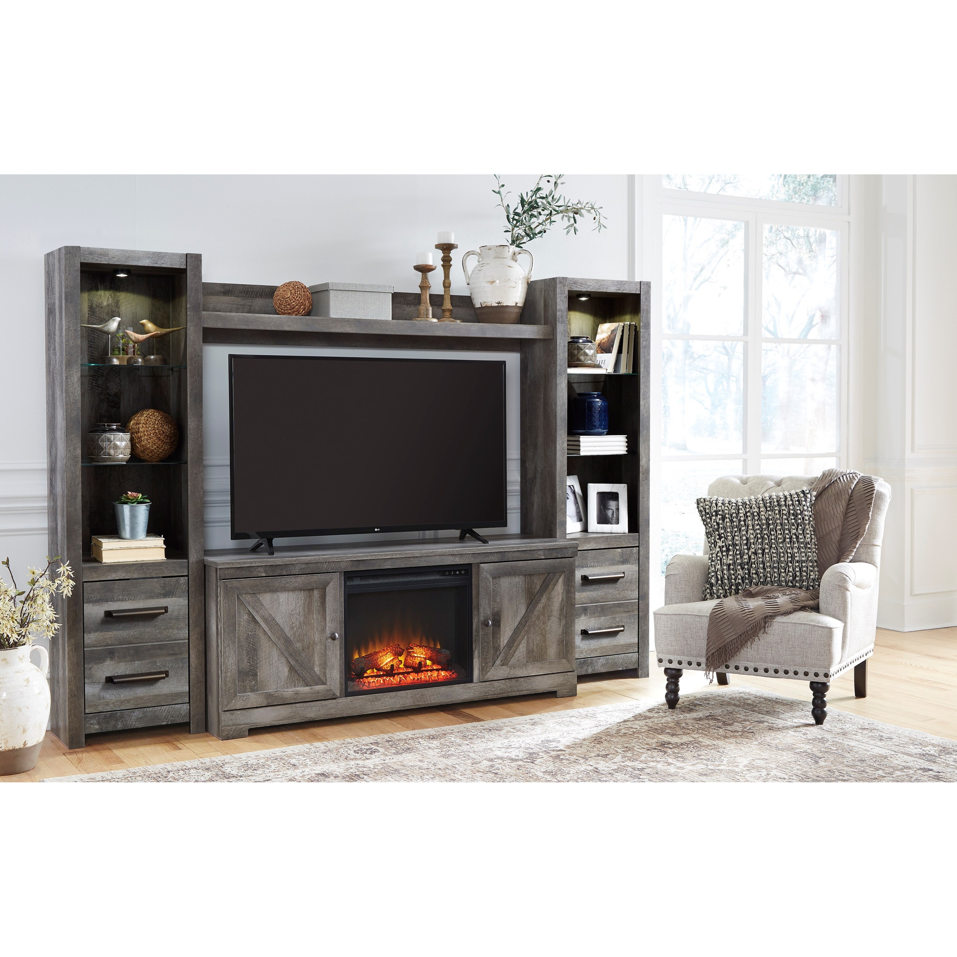 Signature Design by Ashley Wynnlow W440W8 Wall Unit with Fireplace & 2