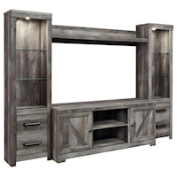 Wall Unit with 2 Piers in Rustic Gray Finish
