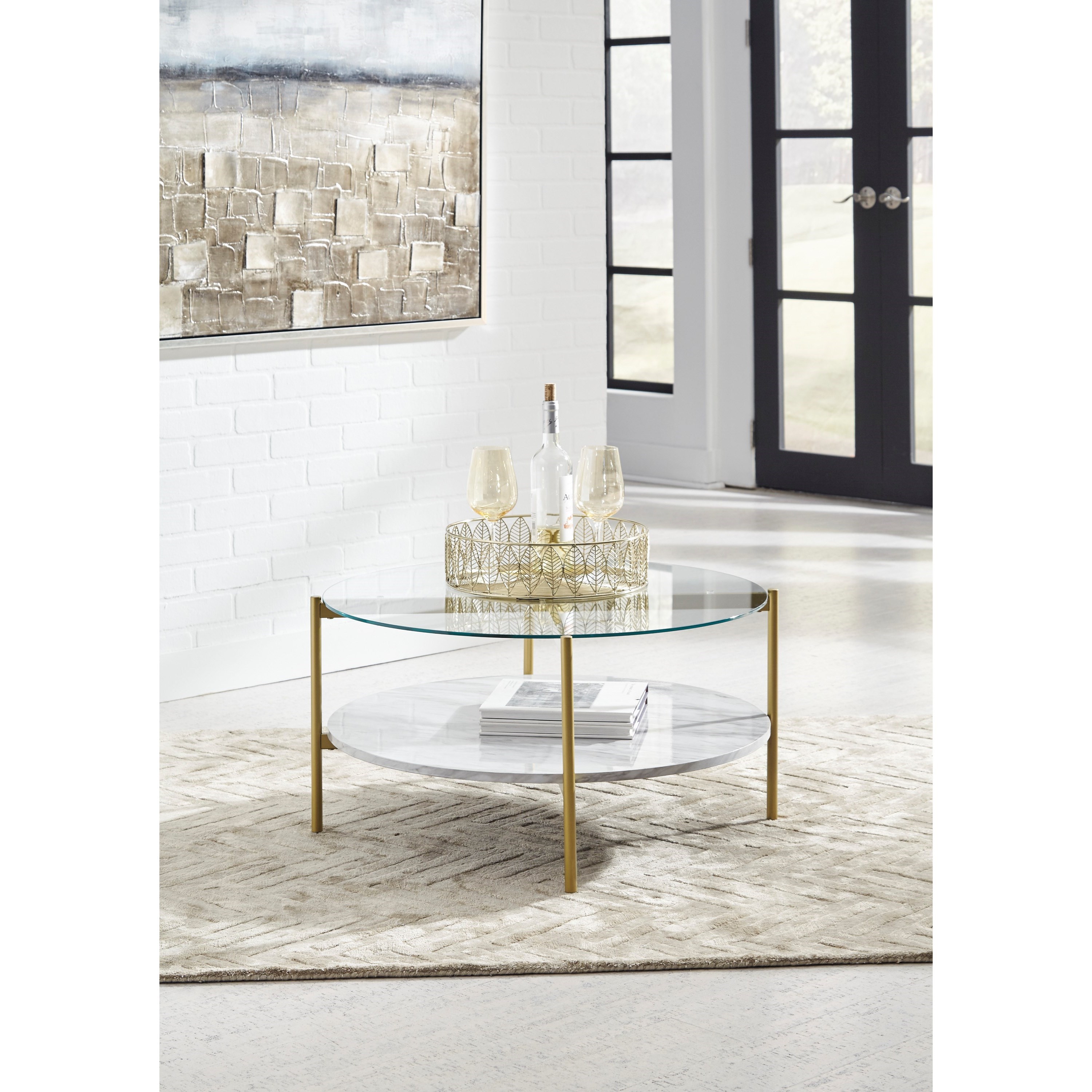 StyleLine Wynora T192 8 Gold Finish Round Cocktail Table with