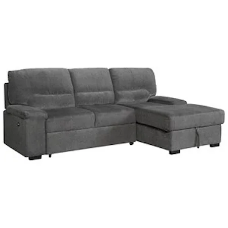 Sectional with Pop Up Sleeper and Chaise Storage