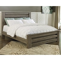 King Panel Bed in Warm Gray Rustic Finish
